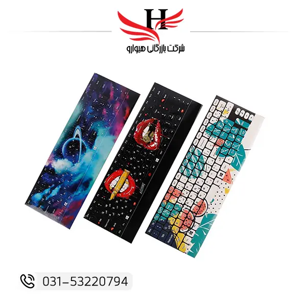 لیبل کیبورد فانتزی مناسب تبدیل کیبورد انگلیسی به فارسی با چاپ واضح و ماندگار، مناسب خرید عمده از پخش هیوارو